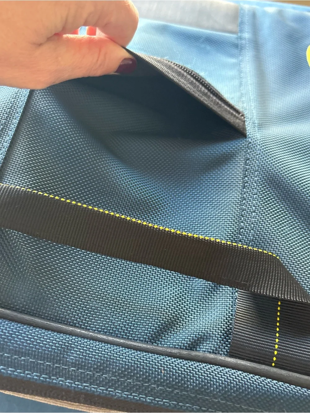 Timbuk2 Navy Laptop Messenger Bag with Yellow Logo Accent